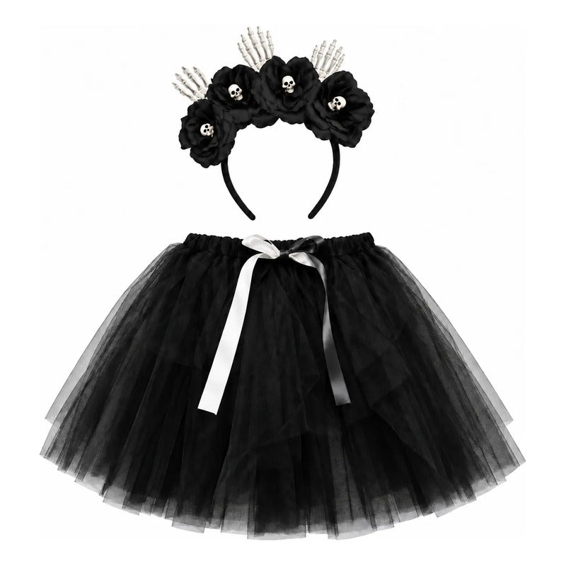 Set Vincha Esqueleto con Tutu
