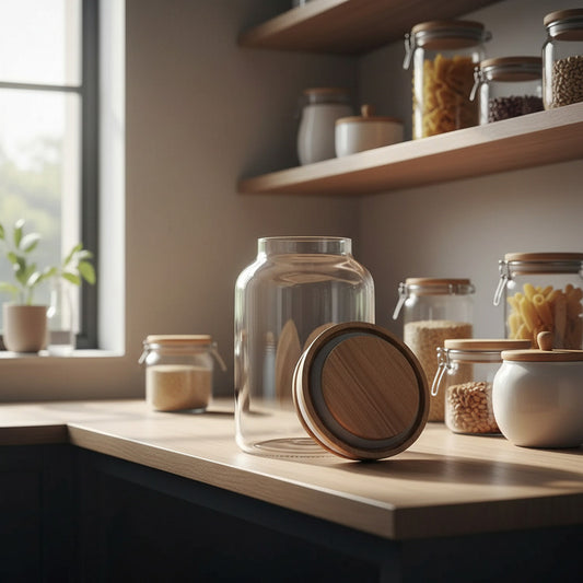 Bollón De Vidrio Hermético Con Tapa De Madera 17,5 X 11,5 cm