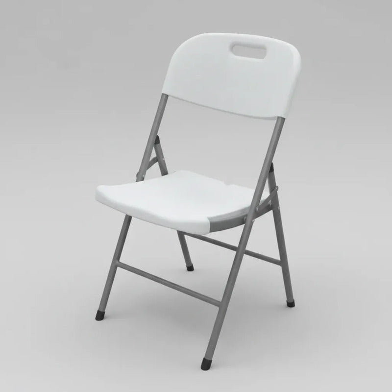 Silla Plegable De Metal Y Pvc Blanca