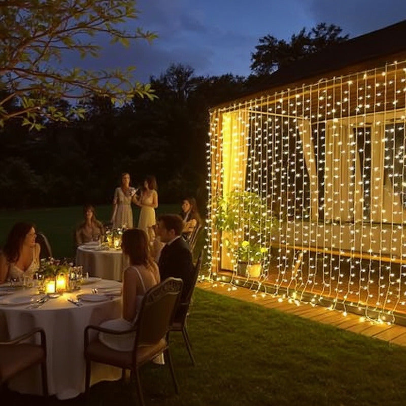 Cortina De Luces Lluvia X200 Luces Blanco Cálido Transparent Blanco Cálido