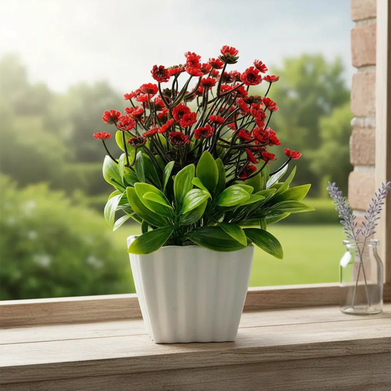 Mini Clavel Artificial En Maceta