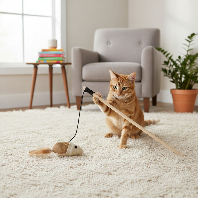 Juguete Varita Con Ratón Para Gatos