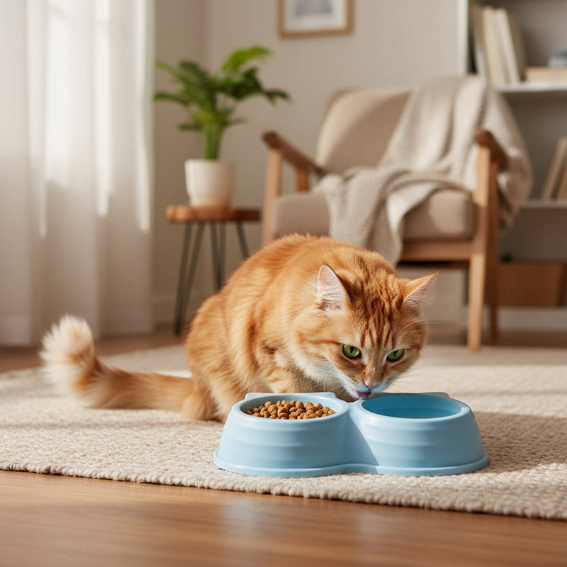 Comedero Doble Para Mascotas Orejitas 24 X 5,5 cm