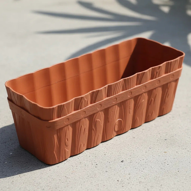 Jardinera Plástica Terracota Con Ondas