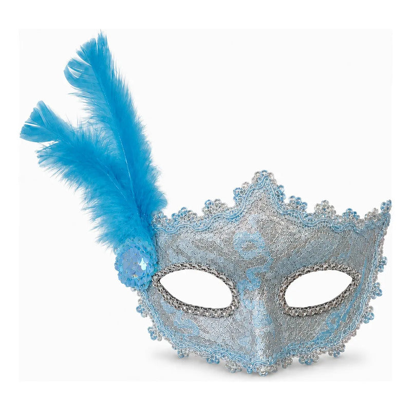 Antifaz Encaje Con Plumas
