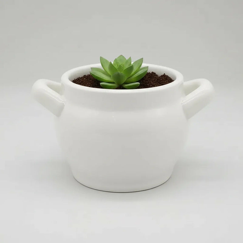 Maceta Mini Jarrón De Cerámica Con Azas 6,5 cm