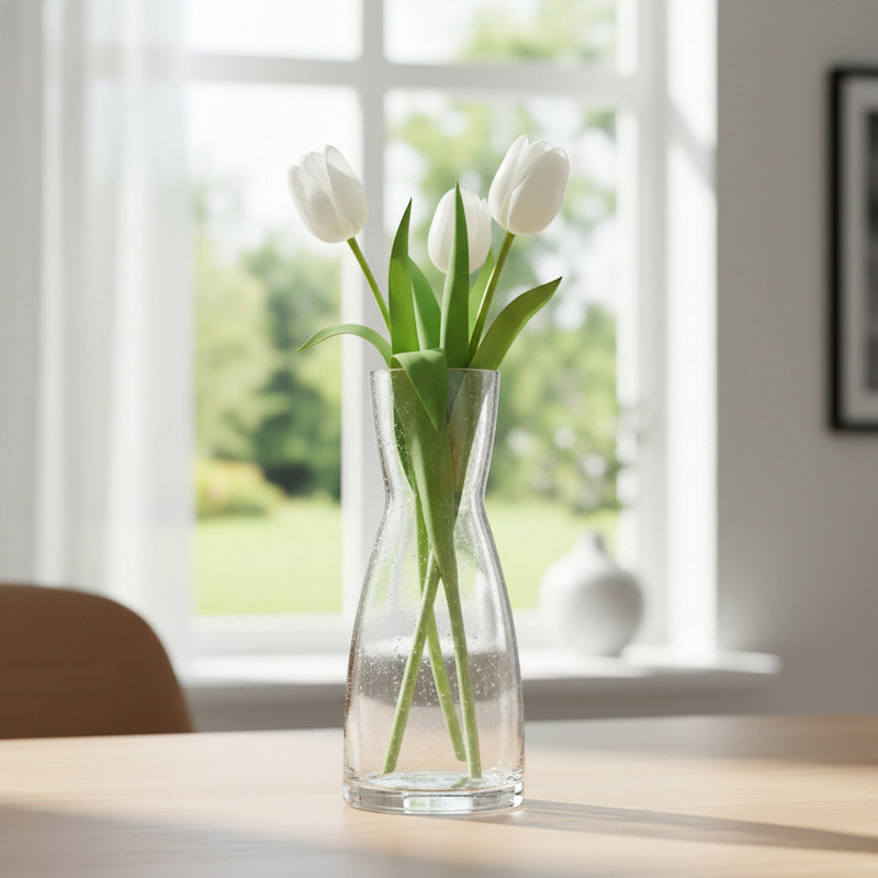 Florero De Vidrio Diseño Cuello 16,5cm