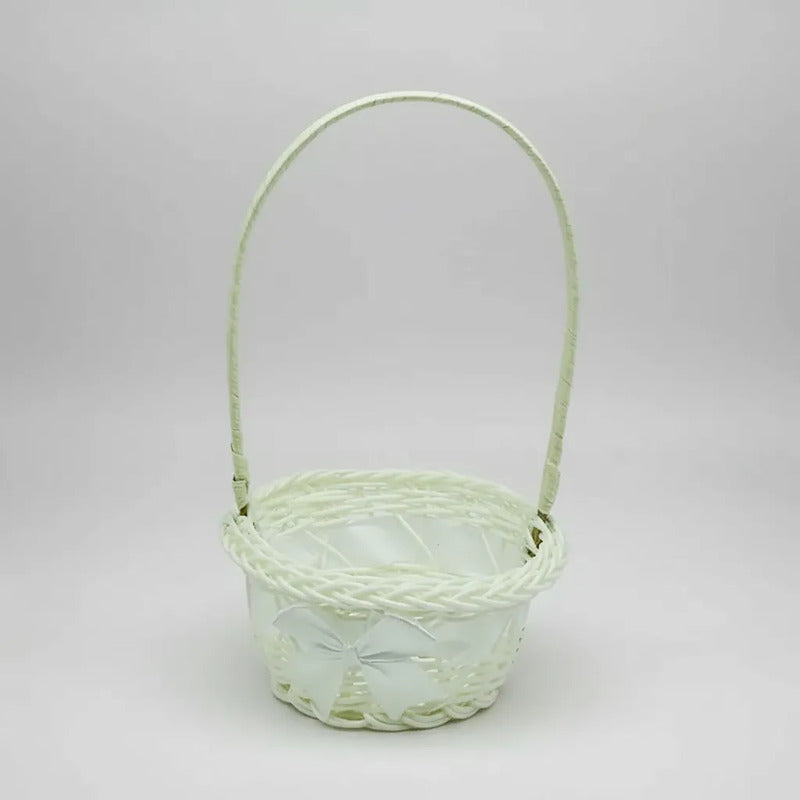 Canasta De Mimbre Blanco 22 cm