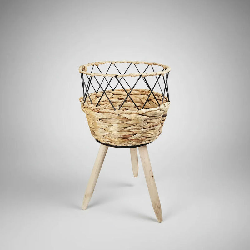 Porta Maceta De Mimbre Con Patas 43,5 cm