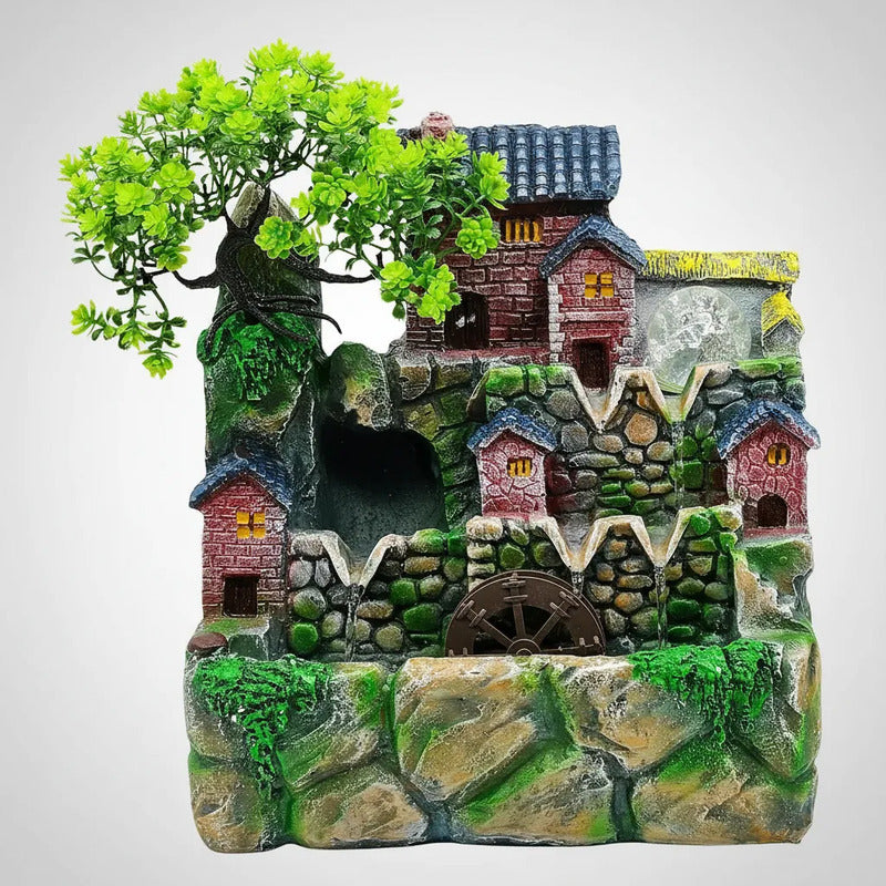 Fuente De Agua Casita Con Árbol