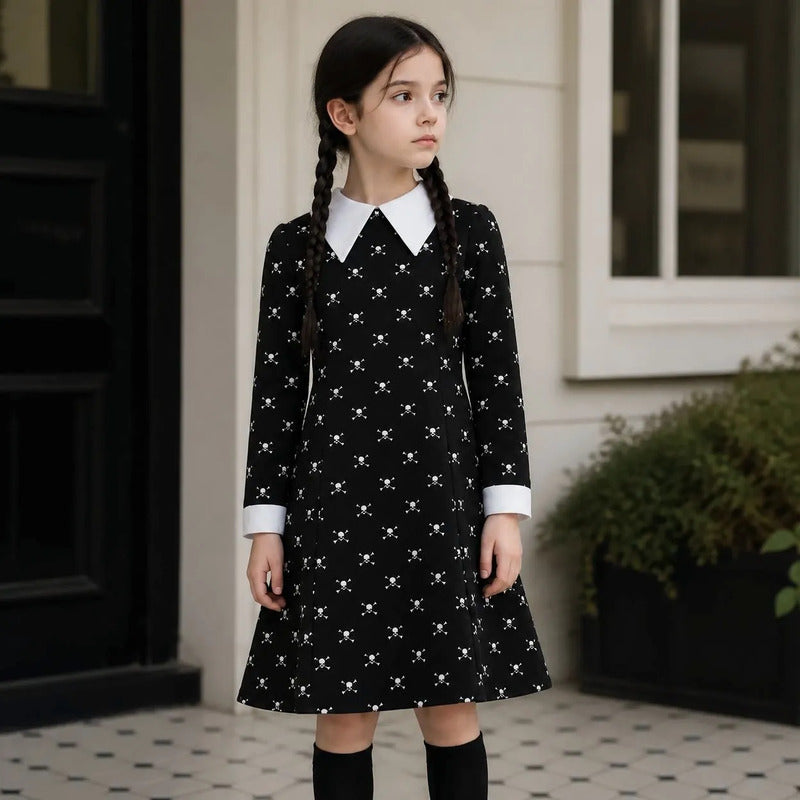 Disfraz Merlina Vestido con Calaveras