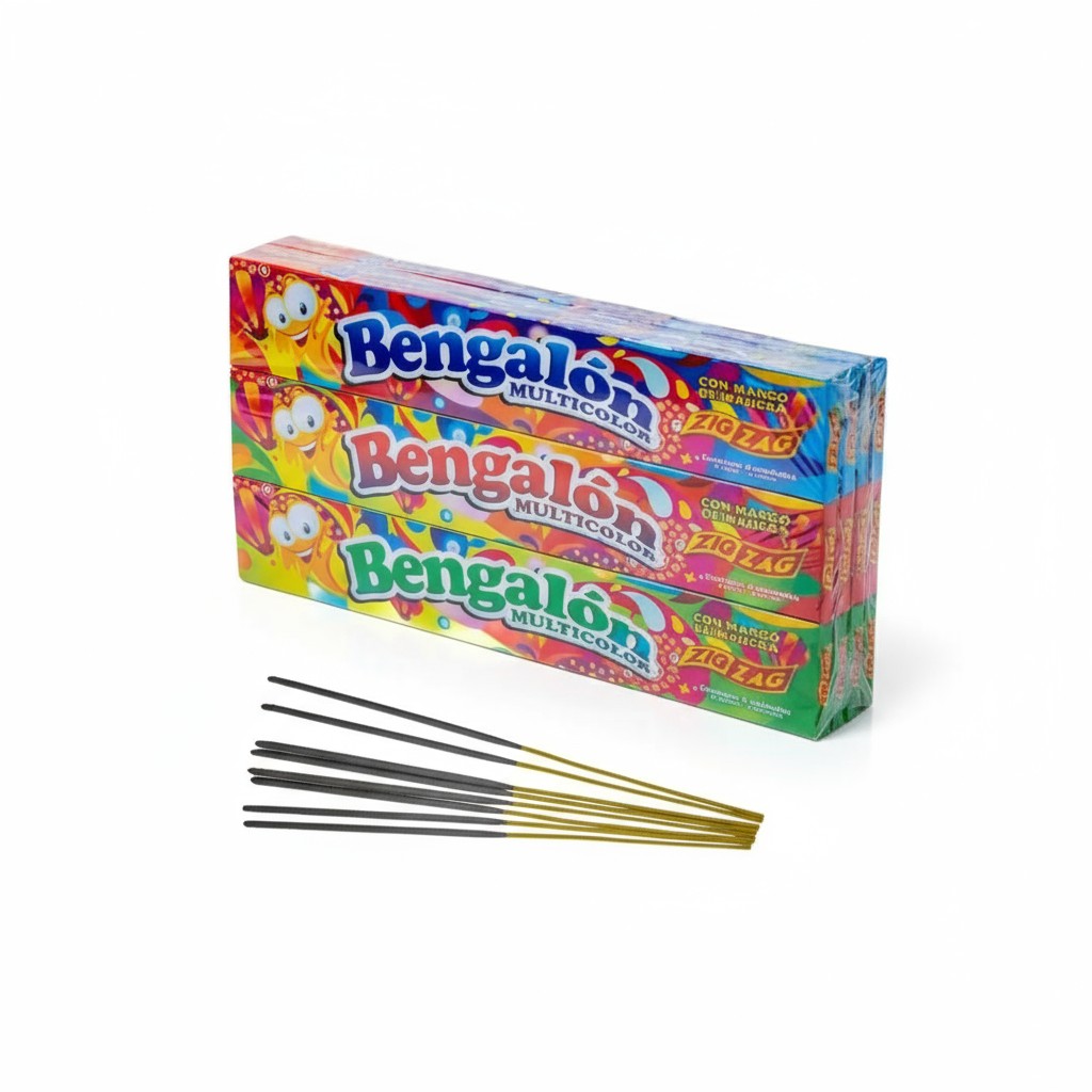 Bengalón Multicolor con Mango de Madera – Pirotecnia Infantil
