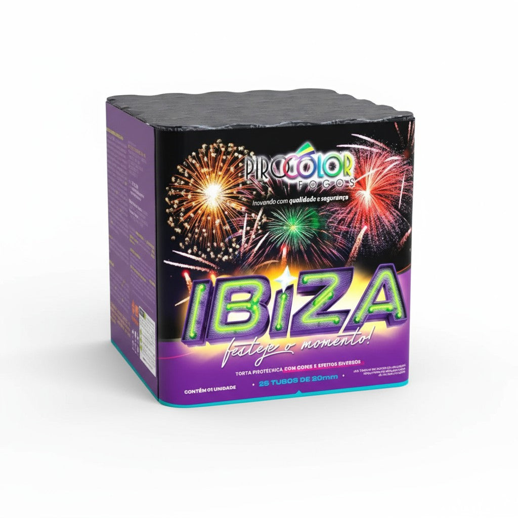 Torta Ibiza 25 Tubos 20 mm Pirocolor | NUEVO 2025