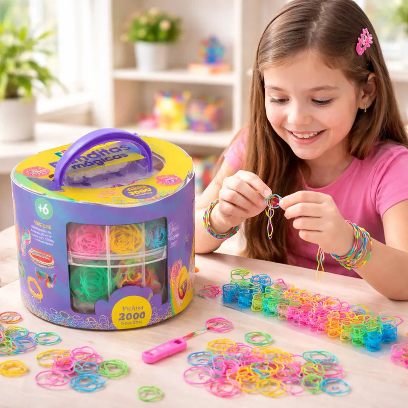 Set De Pulseras Mágicas 3000 Piezas + Accesorios Gomitas
