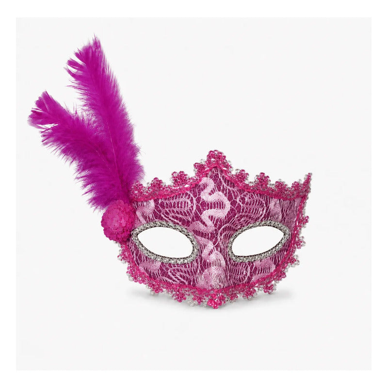 Antifaz Encaje Con Plumas