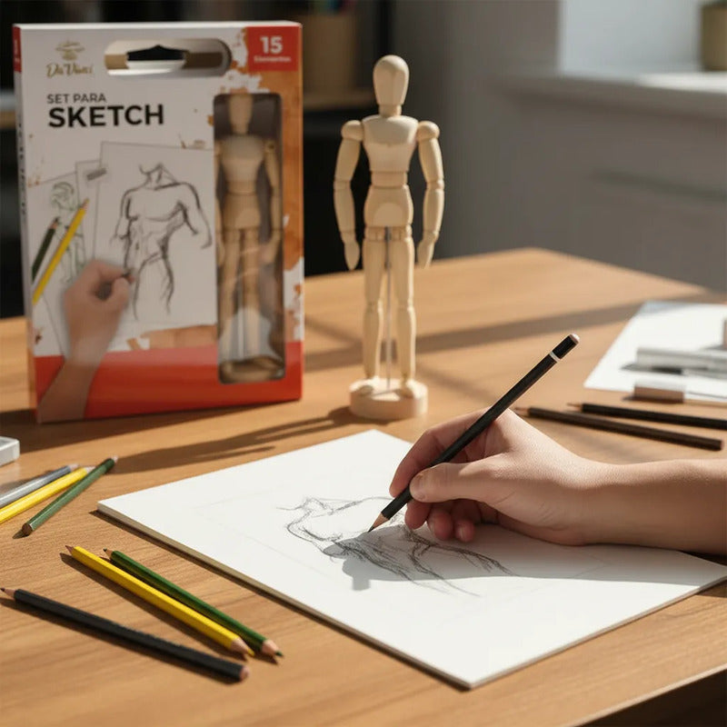 Set De Arte Para Sketch Con Maniquí de 20 cm