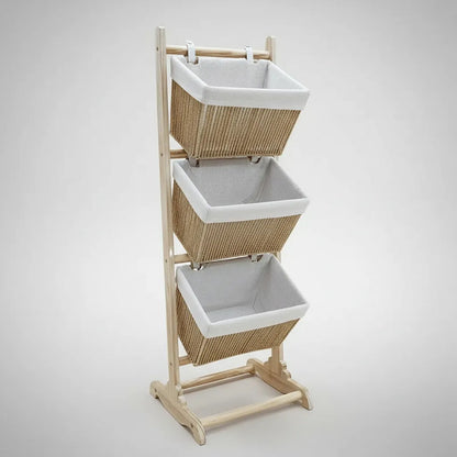 Organizador Cestas Con Soporte De Madera 1,02mts