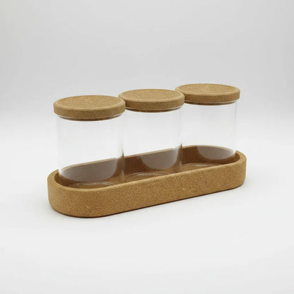 Set Frascos de Vidrio con Base y Tapa De Corcho