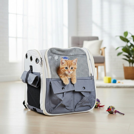 Mochila Transportadora Para Mascota Con Bolsillos 35 X 36 cm