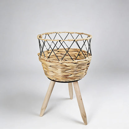 Porta Maceta De Mimbre Con Patas 32 cm