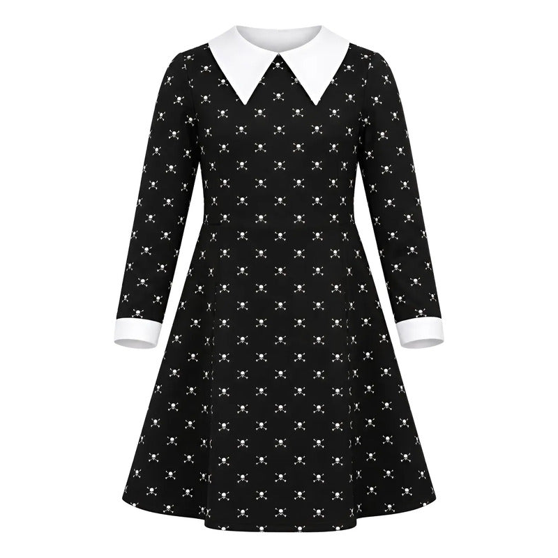 Disfraz Merlina Vestido con Calaveras