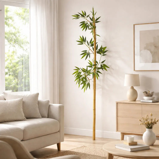 Caña Bamboo con Hojas Artificiales