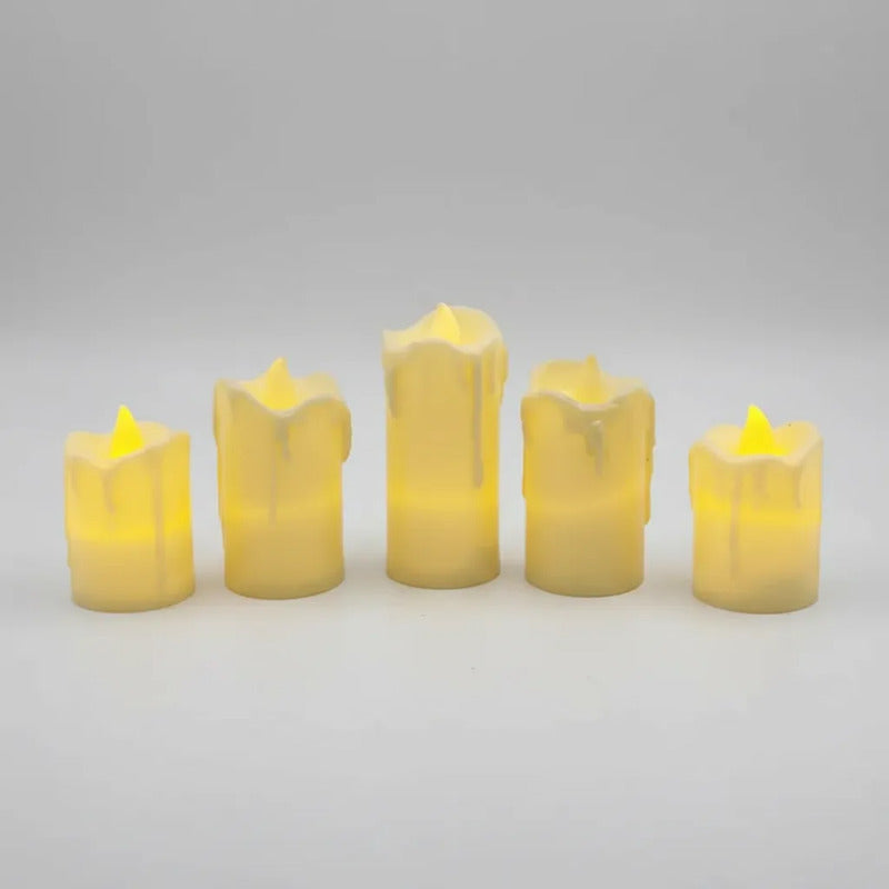 Set De Velas Blanco Cálido Efecto Cebo X5