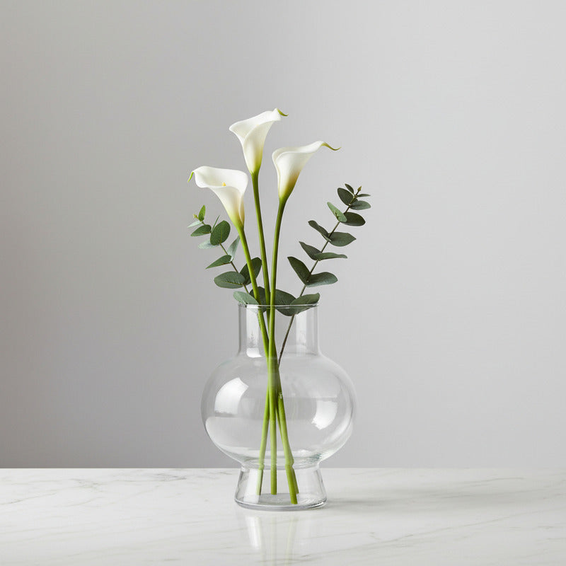 Florero De Vidrio Diseño Bola Con Cuello 20c