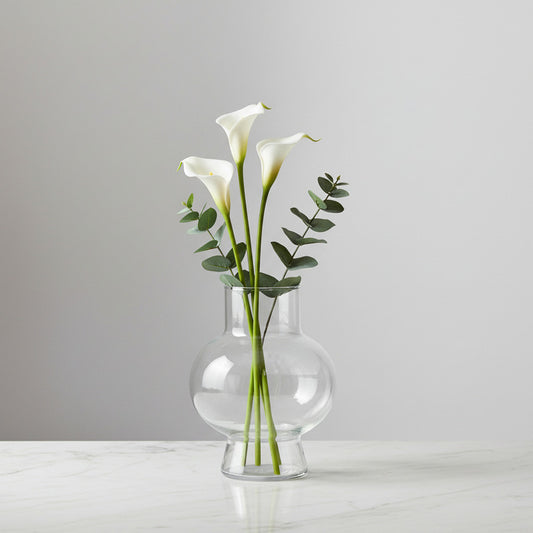 Florero De Vidrio Diseño Bola Con Cuello 20c