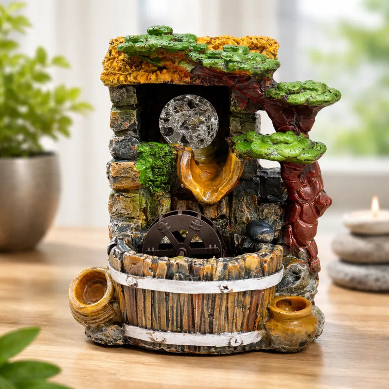Fuente De Agua Diseño Árbol, Esfera Y Rueda