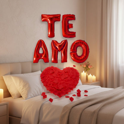 Globos Te Amo 41cm + 100 Pétalos De Rosa