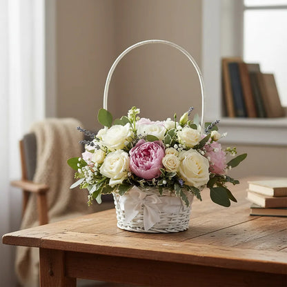 Canasta De Mimbre Blanco 20 cm