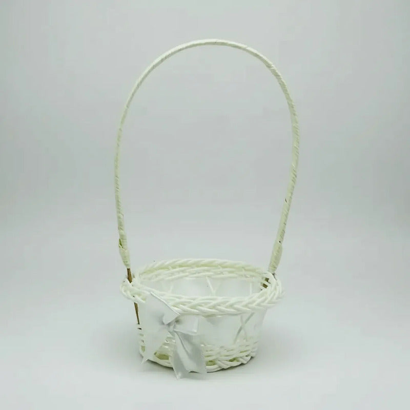 Canasta De Mimbre Blanco 20 cm