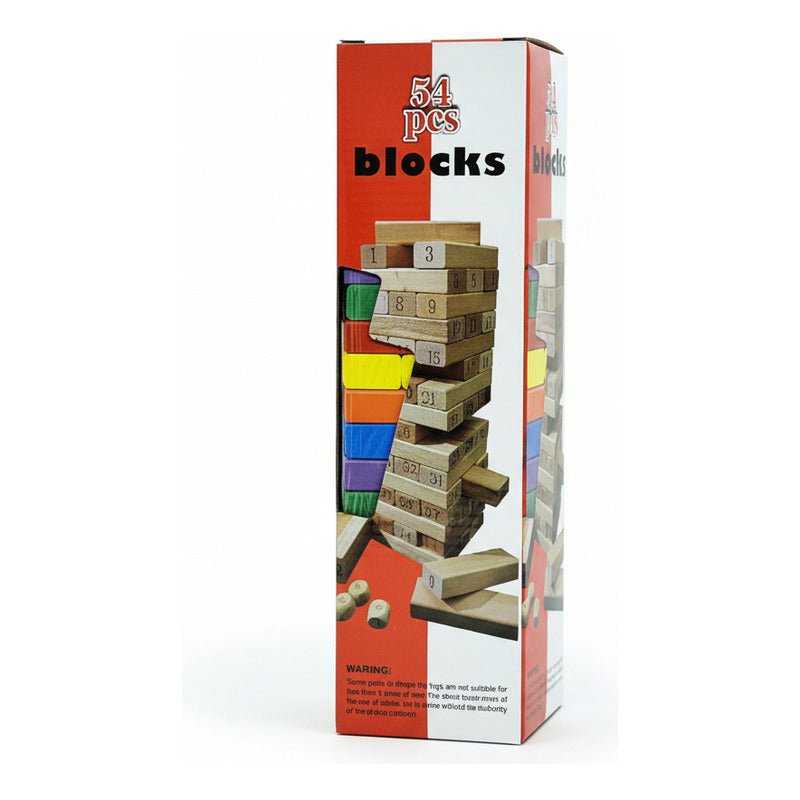 Jenga De Colores Con Dado 25,5 X 8,5 cm
