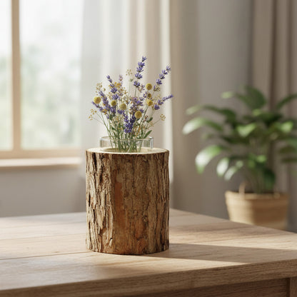 Florero Porta Velas Con Base De Madera