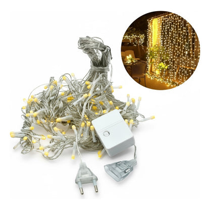 Cortina De Luces Lluvia X200 Luces Blanco Cálido Transparent Blanco Cálido