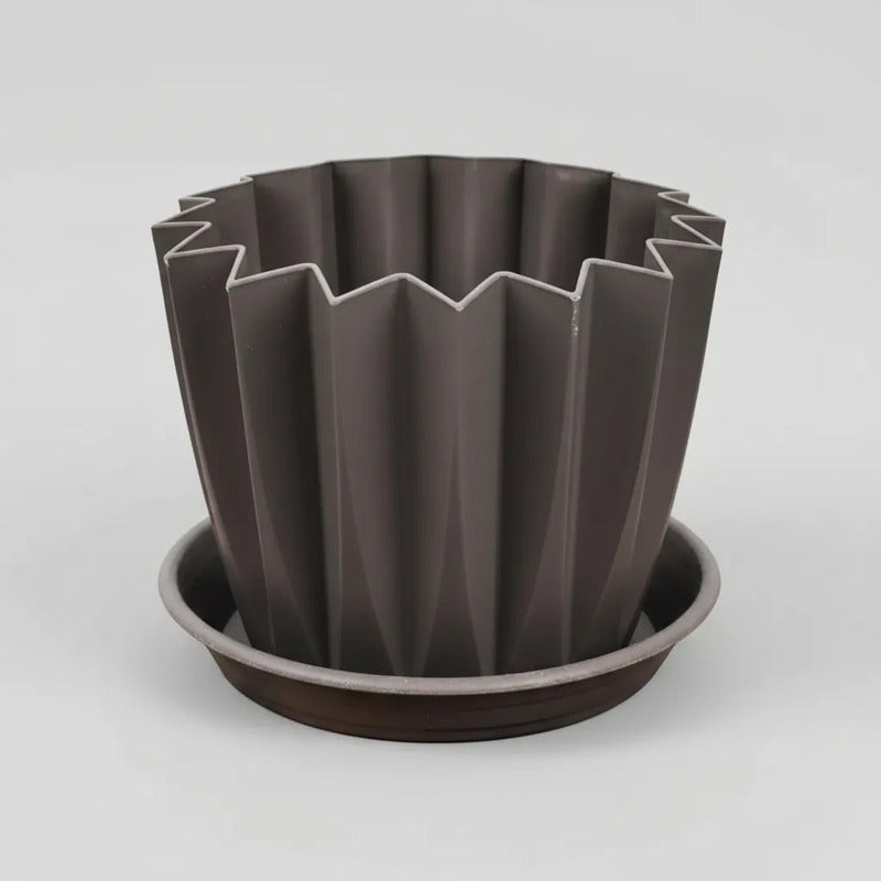 Maceta Plástica Zigzag Con Plato