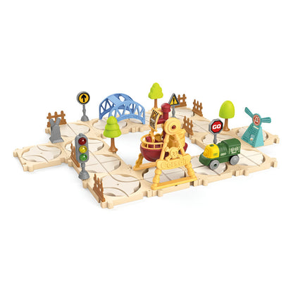 Set De Tren Con Pista Y Bloques De Construcción