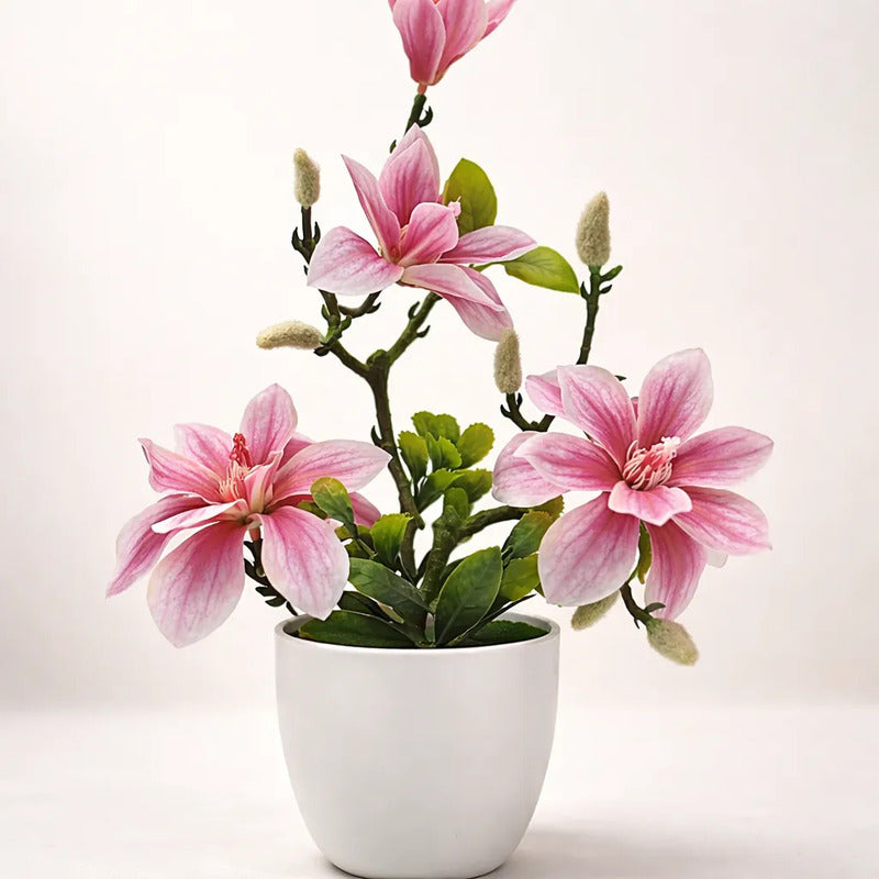 Planta Artificial De Magnolias En Maceta