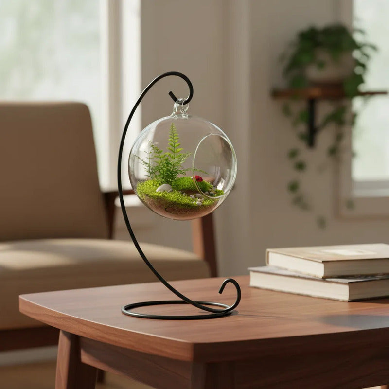 Esfera De Vidrio Colgante Con Soporte