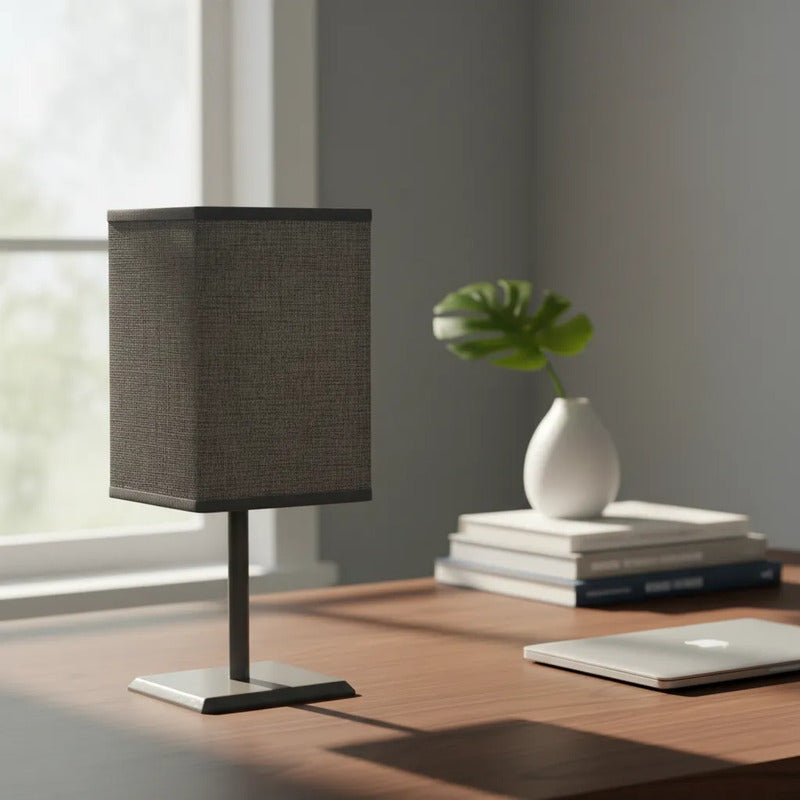 Lampara De Mesa Con Pantalla Gris 26cm Gris