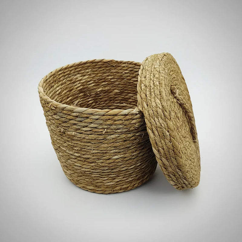 Canasto Con Tapa Mimbre 14 cm