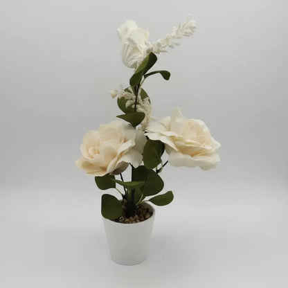 Planta Artificial Rosa Eva En Maceta