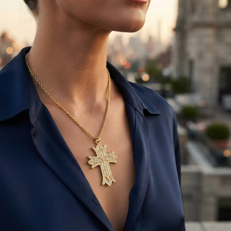 Collar Cruz Con Diamantes
