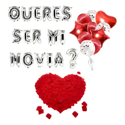 Set Queres Ser Mi Novia? + Bouquet + 100 Petalos