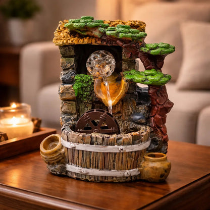 Fuente De Agua Diseño Árbol, Esfera Y Rueda