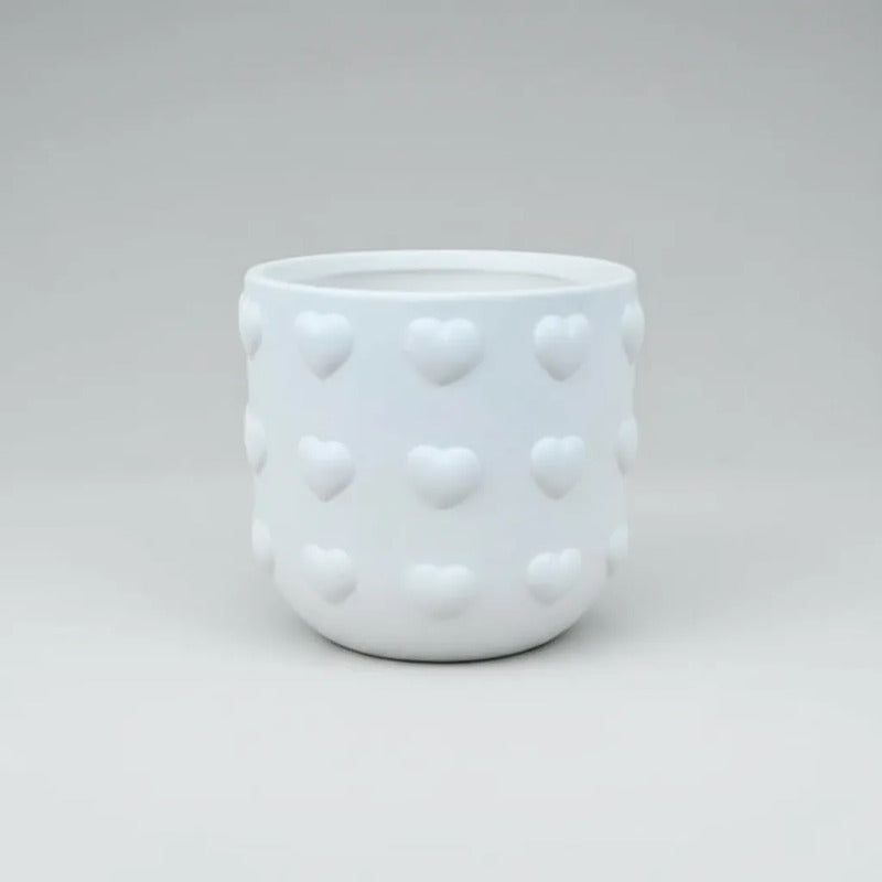 Maceta De Cerámica Corazones 10 cm