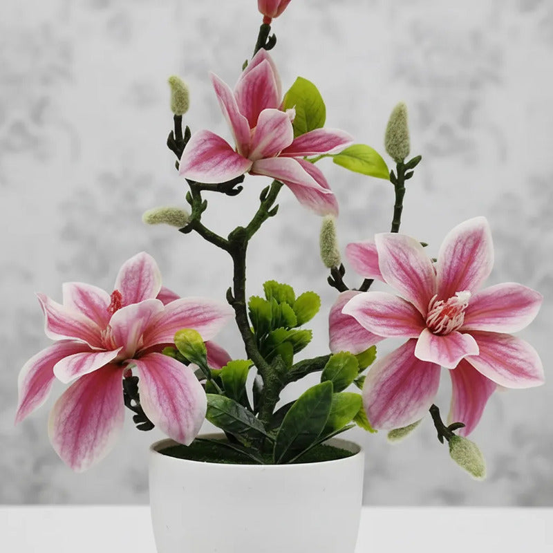Planta Artificial De Magnolias En Maceta