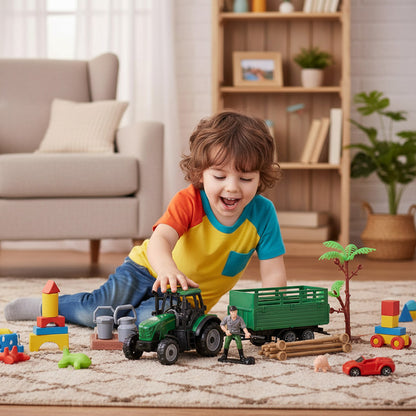 Juego De Granja Con Accesorios Y Tractor