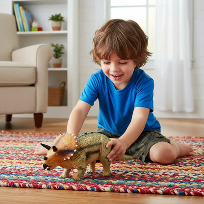 Dinosaurio Triceratops Grande De Goma 27 X 38,5 cm